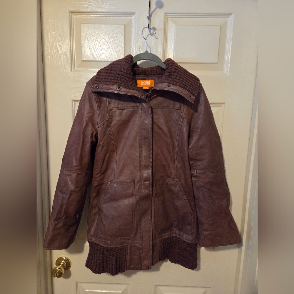 Michael Kors Women's Dark Brown Leather Jacket